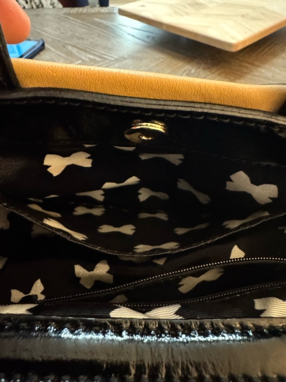 Kate Spade Leather Two-Tone Satchel Handbag - Yellow and Black - Picture 16 of 16